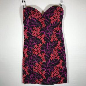 Guess Women's Medium Multicolor Embroidered Floral Strapless Bloom Boldly Dress